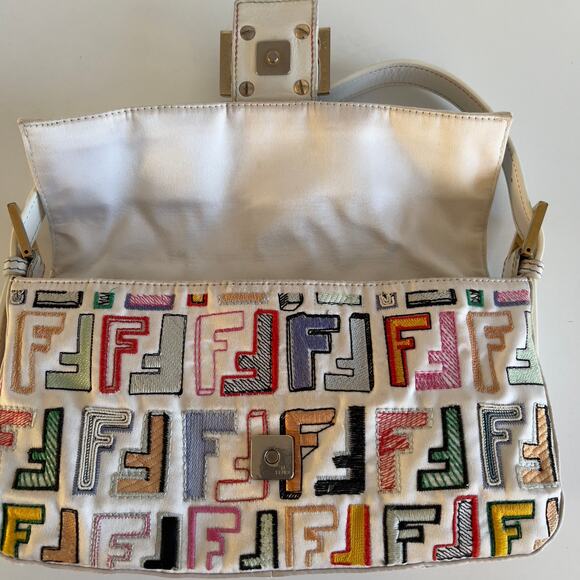 Vintage Fendi Multi Color Embroidered FF Baguette - Picture 6 of 7